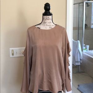 Pleione Pink Women's Ruffle Trim Tie Back blouse